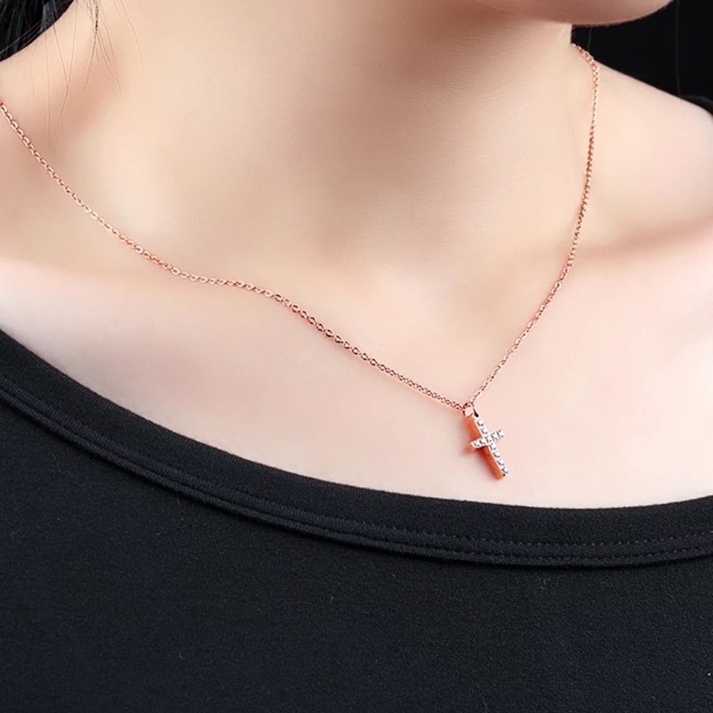 Women Cross Pendant Stainless Steel Necklace - Picture 2 of 3